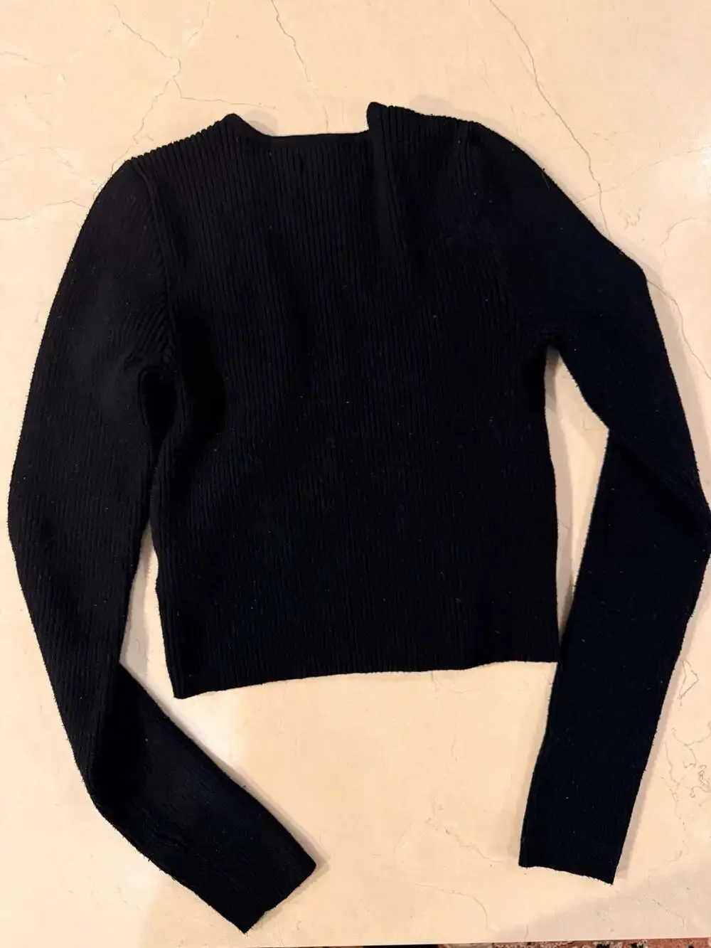 Aéropostale Ribbed Knit Long Sleeve Ring-Front Cropped Sweater
